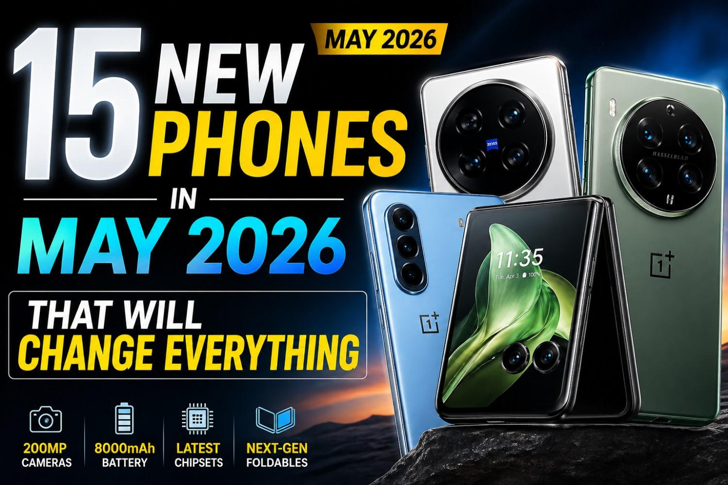15 new smartphones launching in May 2026 including Vivo X300 Ultra OPPO Find X9 Ultra and OnePlus Nord CE 6