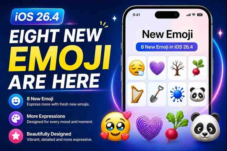 iOS 26.4 new emoji showing 8 latest emoji including expressions, objects and symbols on iPhone update 2026