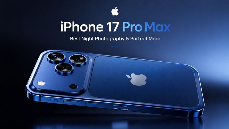 iPhone 17 Pro Max clean promotional image showcasing advanced night photography and portrait mode camera system
