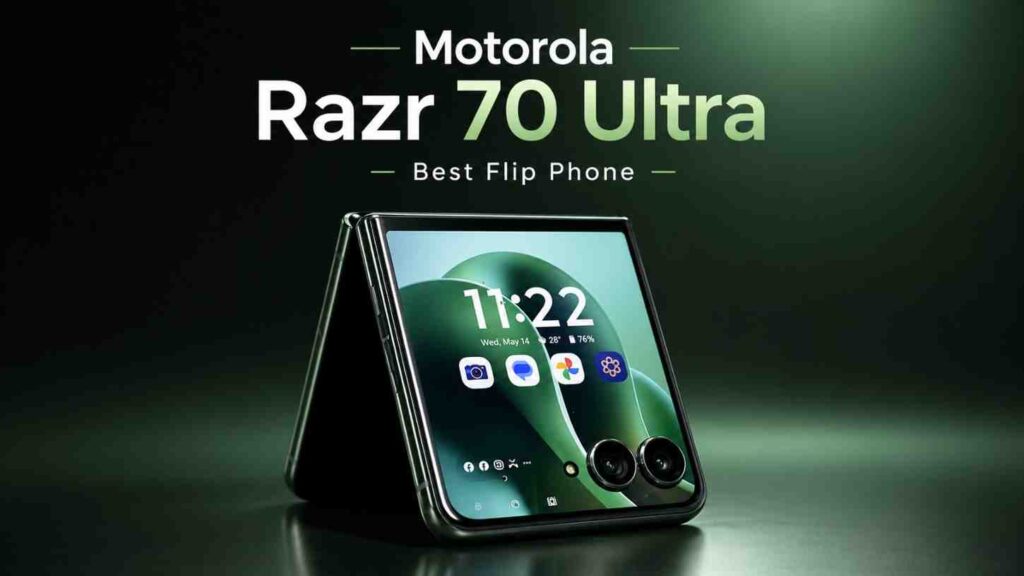 Motorola Razr 70 Ultra flip phone with dual display and flagship camera system