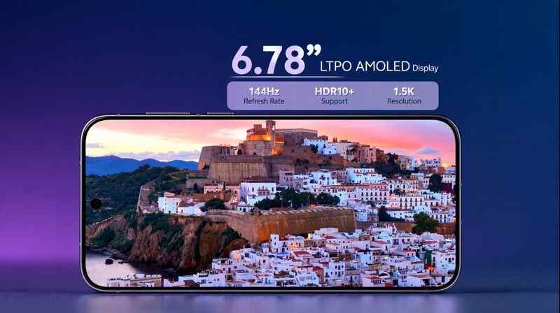 Vivo X300s display showing 6.78 inch LTPO AMOLED screen with 144Hz refresh rate HDR10+ and 1.5K resolution