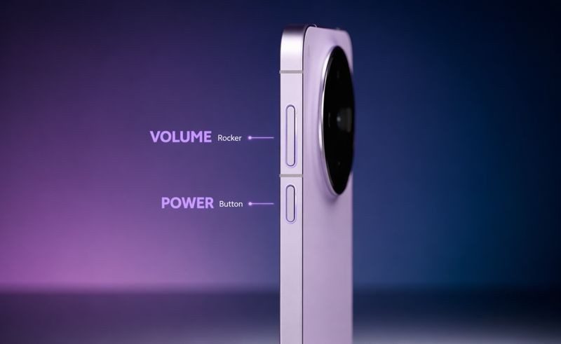 Vivo X300s side view showing volume rocker and power button with premium metal frame and camera module