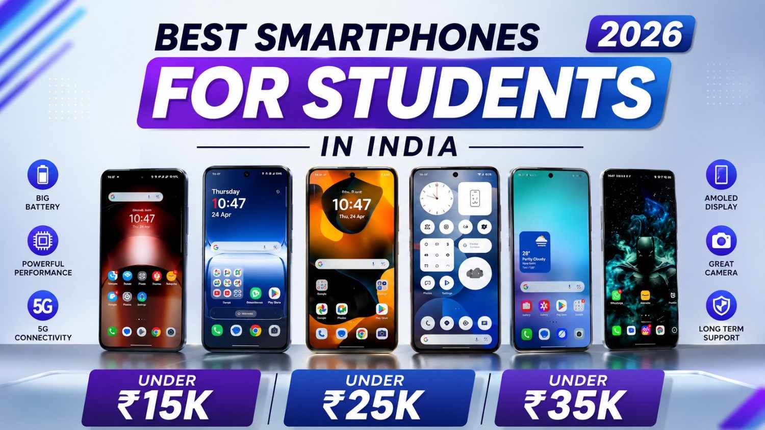 Indian college student studying in a modern library using a smartphone for notes and online learning.