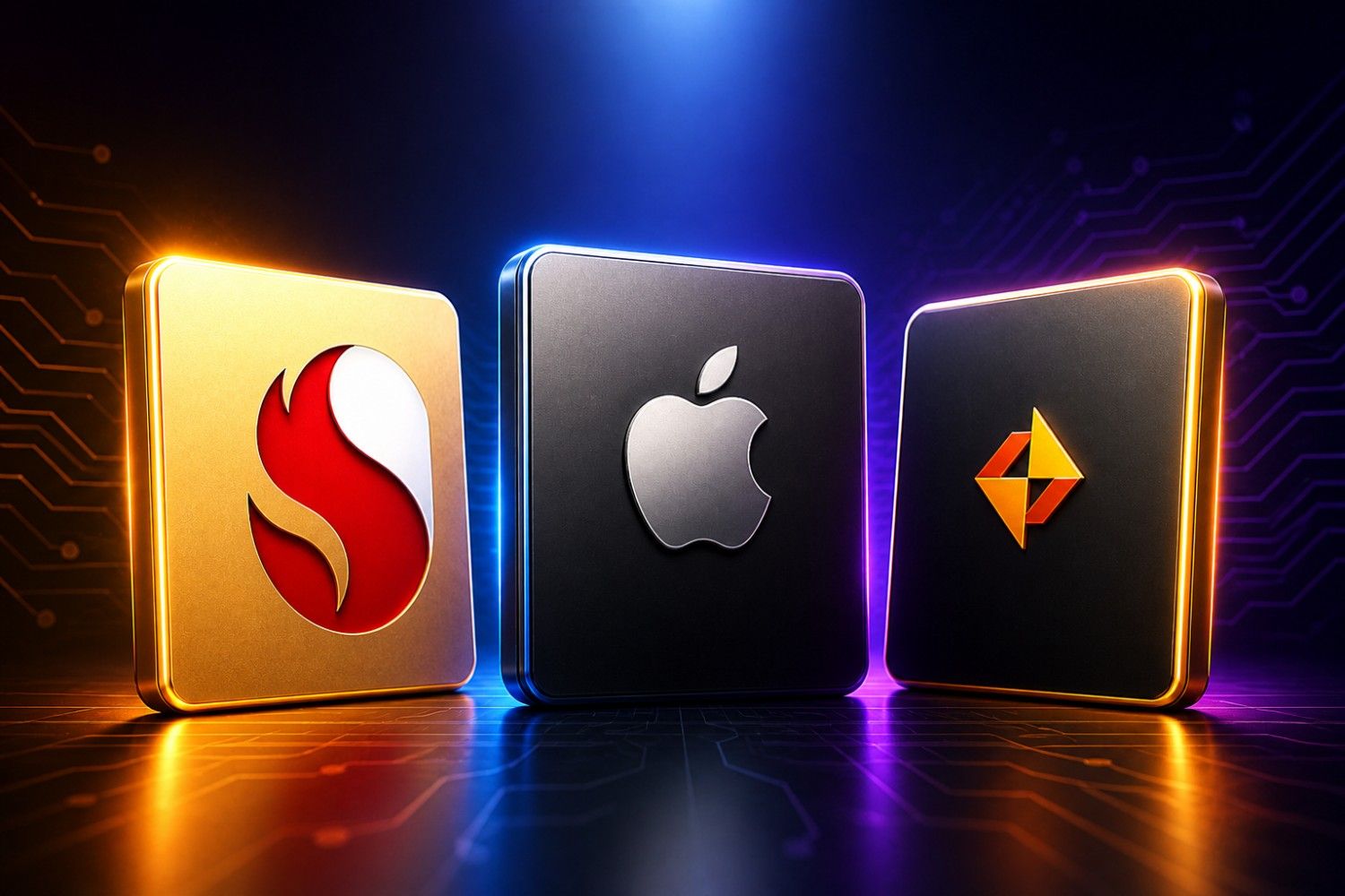 Fastest mobile processors 2026 comparison showing Snapdragon 8 Elite Gen 5, Apple A19 Pro and MediaTek Dimensity 9500 chips