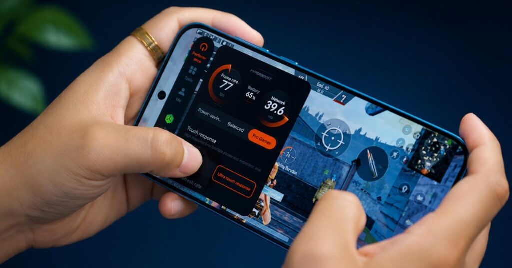 OnePlus Nord CE6 gaming performance test with FPS monitor and gaming optimization overlay