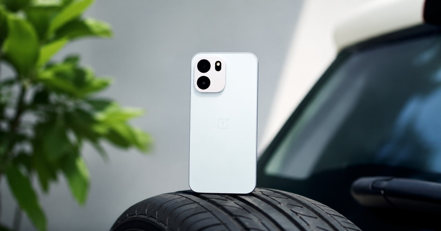 OnePlus Nord CE6 premium rear design placed on tire with cinematic blurred background