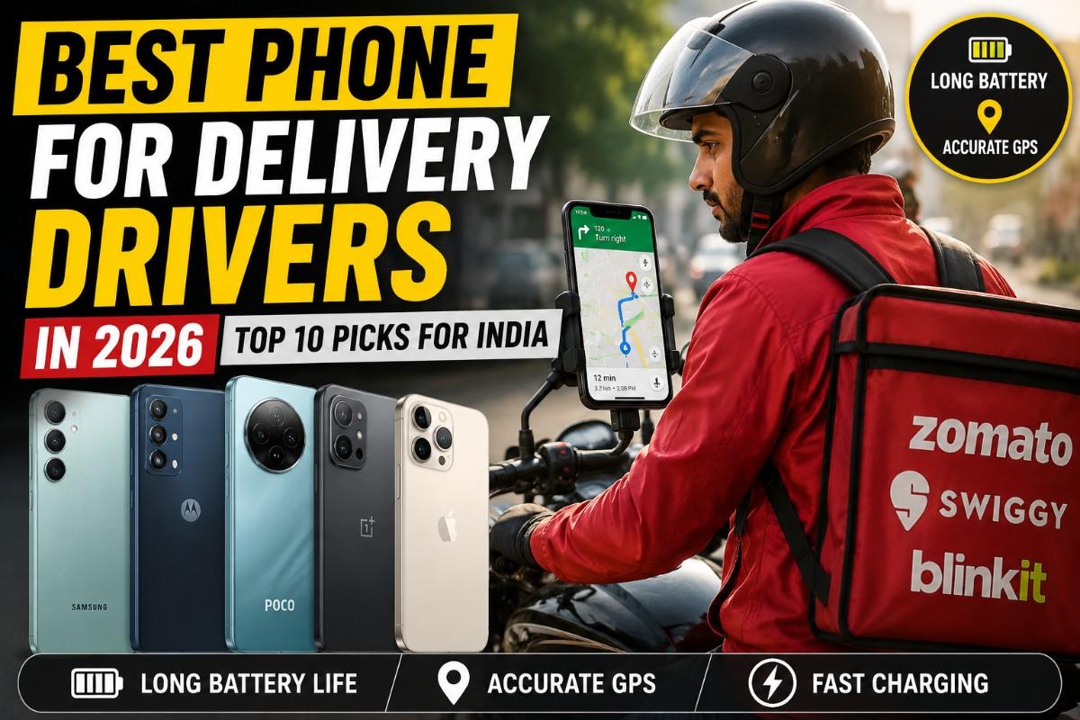 Find the best phone for delivery drivers in India. Compare the top 10 smartphones for battery life, GPS accuracy, fast charging, and value for Zomato, Swiggy, Blinkit, and Amazon Flex riders.