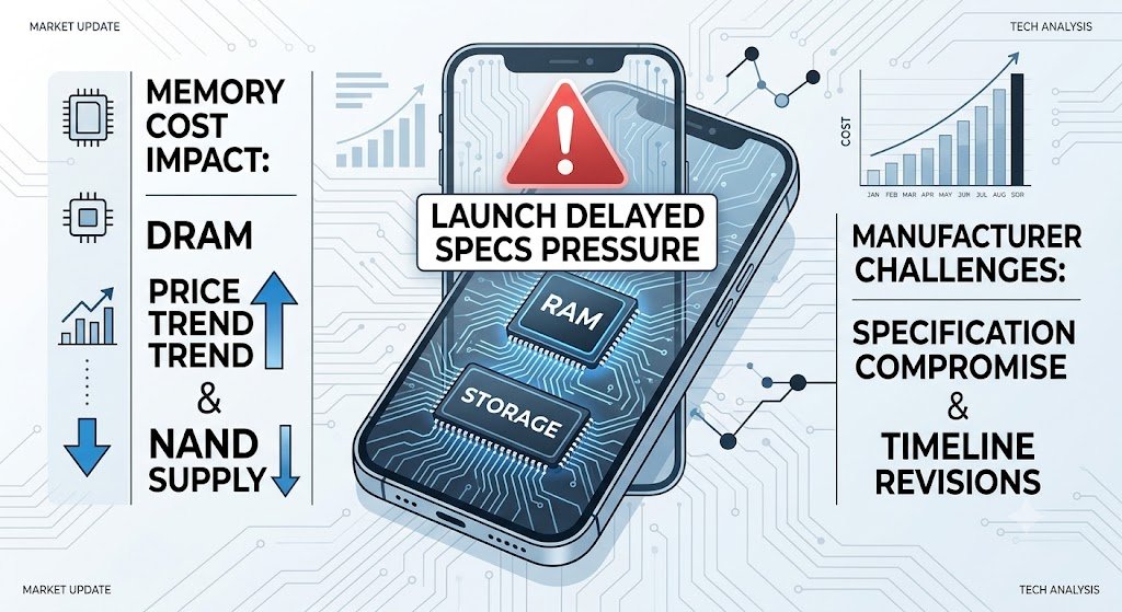 Memory cost pressure causing smartphone launch delays and specification changes