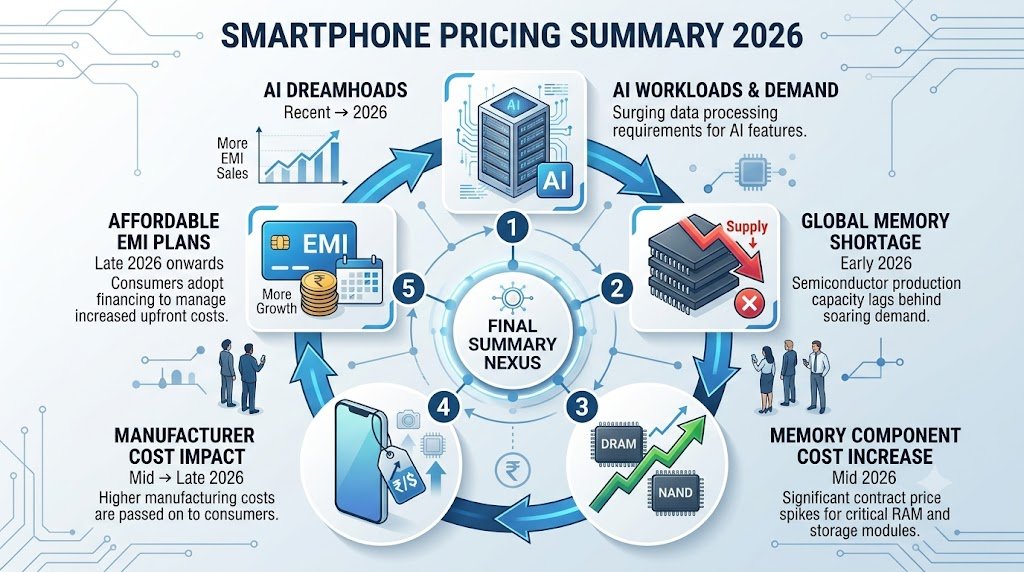 AI demand memory shortage RAM price hike phone price increase EMI growth