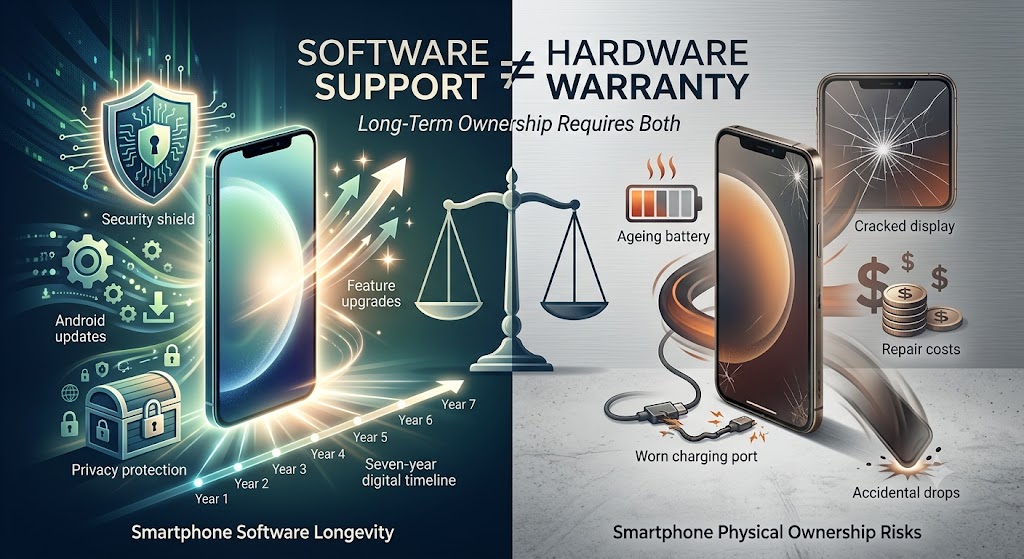 Comparison of seven-year software support and smartphone hardware durability
