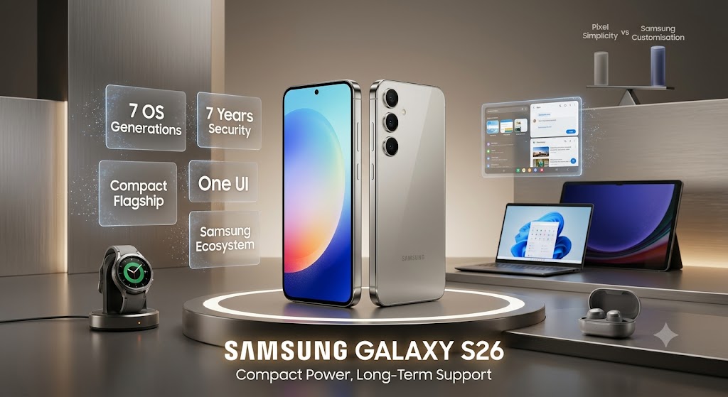 Samsung Galaxy S26 compact flagship phone with seven years of Android and security updates
