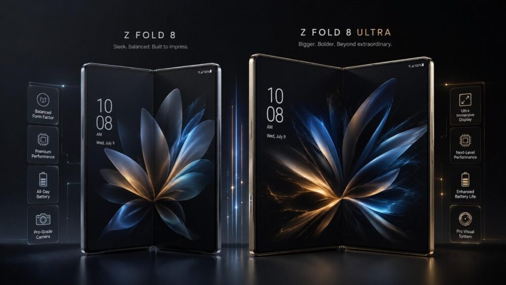 Samsung Galaxy Z Fold 8 vs Galaxy Z Fold 8 Ultra concept comparison