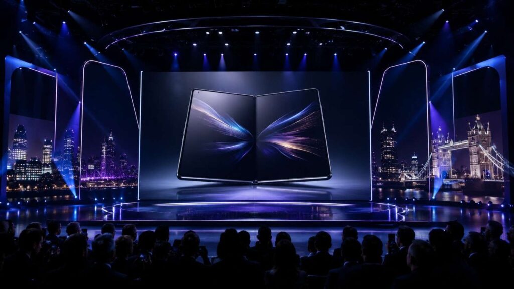 Galaxy Unpacked-style foldable phone launch event in London