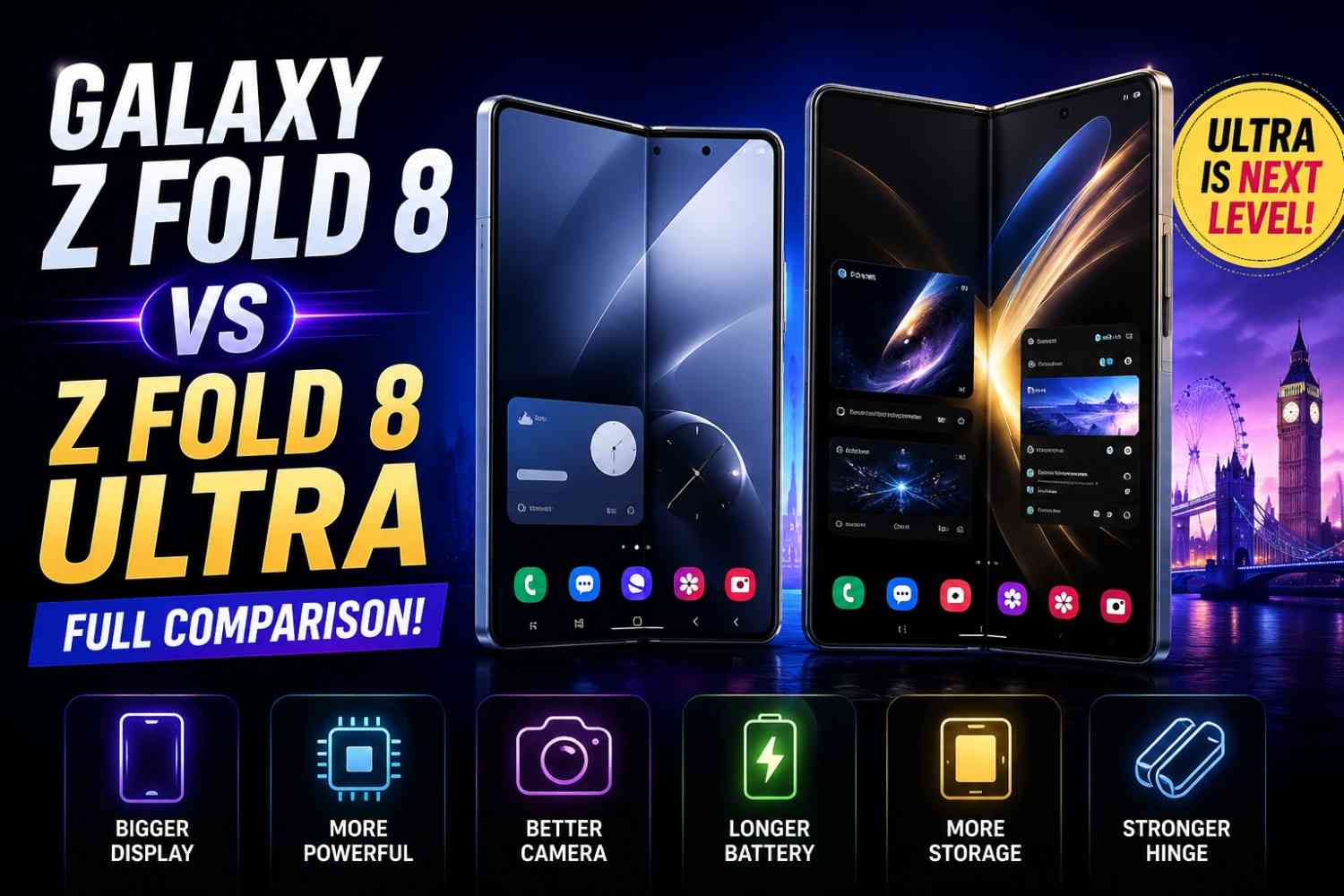 Galaxy Z Fold 8 vs Galaxy Z Fold 8 Ultra full comparison thumbnail