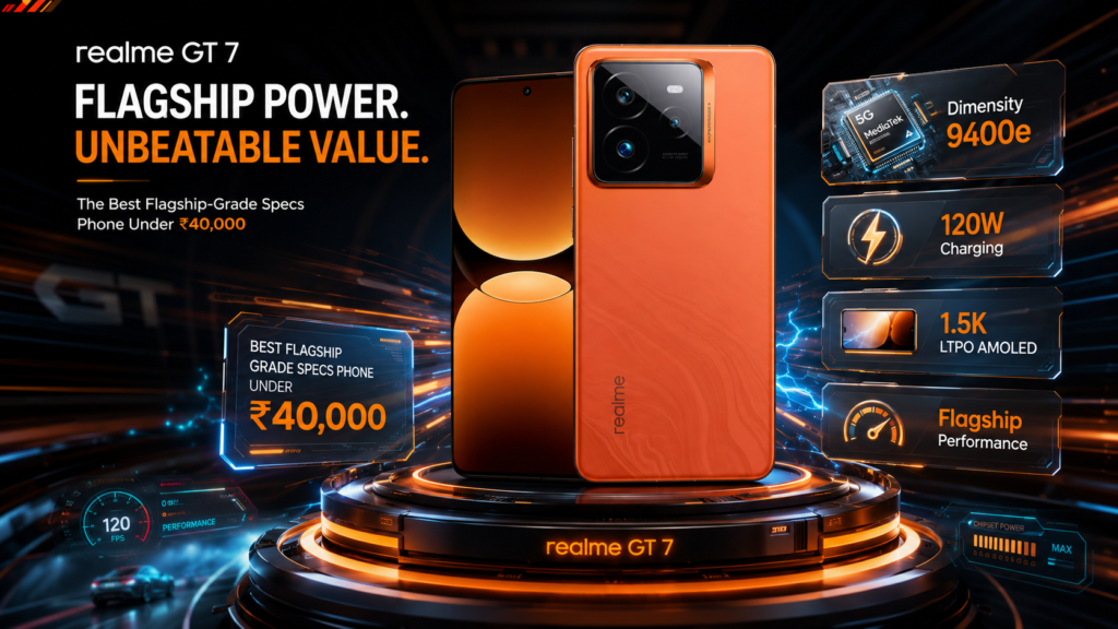 realme GT 7 flagship performance phone under 40000 with Dimensity 9400e and 120W charging