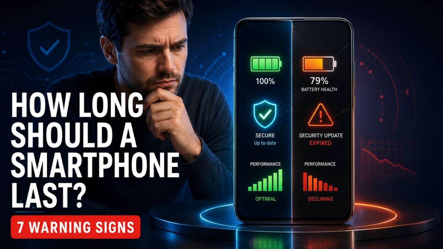 How long should a smartphone last? Healthy and ageing phones compared using battery health, security updates and seven warning signs.