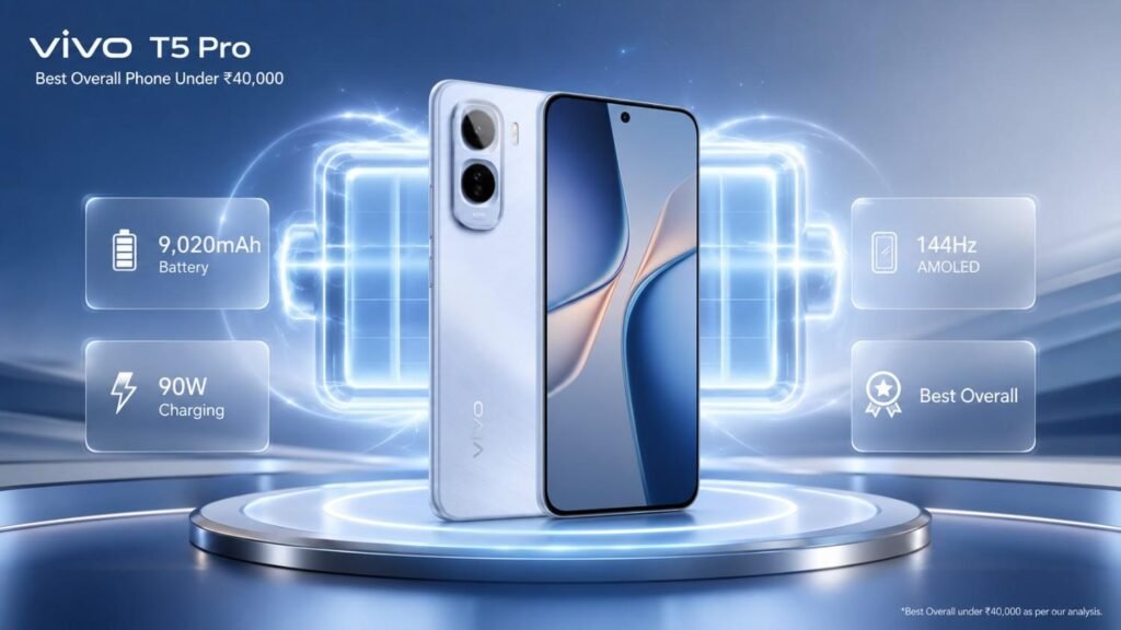 vivo T5 Pro best overall phone under 40000 with large battery and AMOLED display