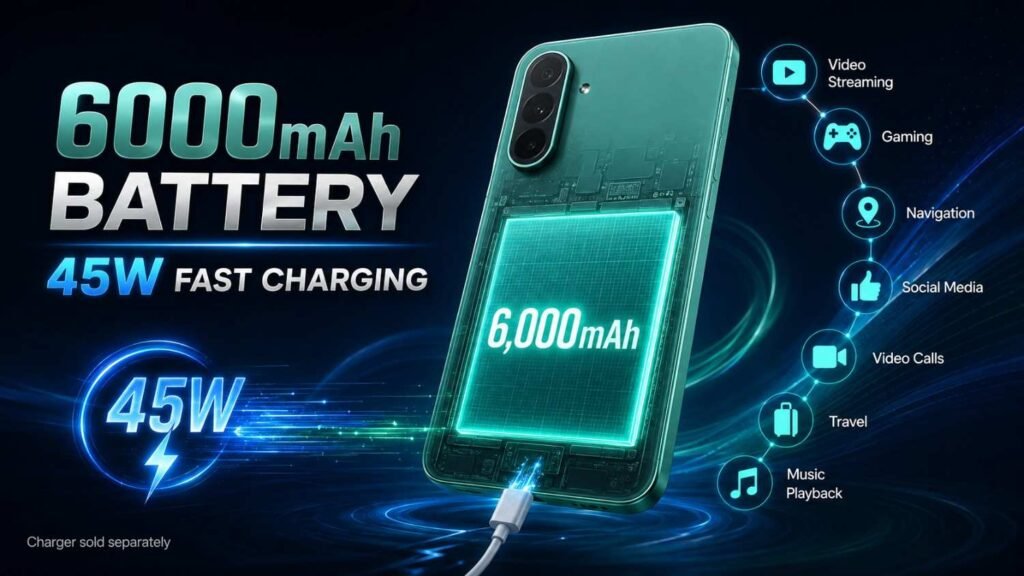 Samsung Galaxy F70 Pro 5G 6000mAh battery with 45W fast charging support