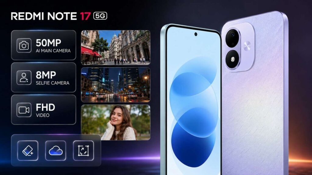 REDMI Note 17 5G 50MP main camera, 8MP selfie camera and AI photo tools