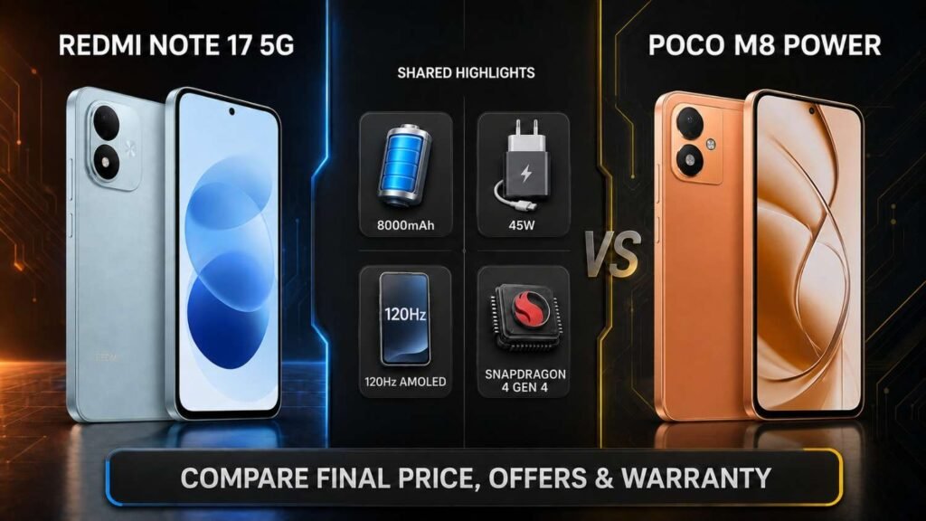REDMI Note 17 5G versus POCO M8 Power shared specifications and buying comparison