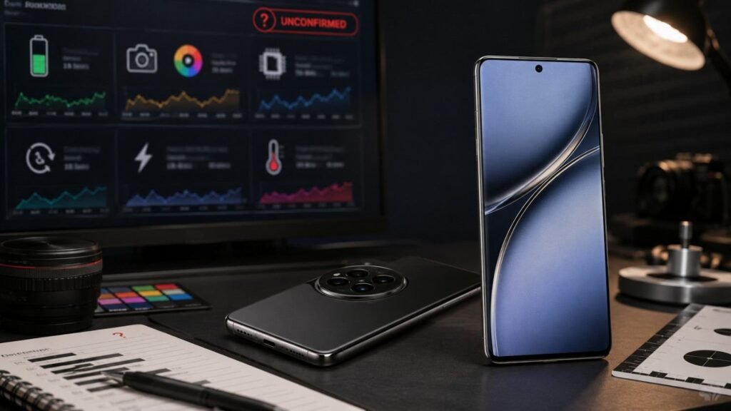 Smartphone displaying AI tools and next-generation mobile software during professional operating-system testing.
