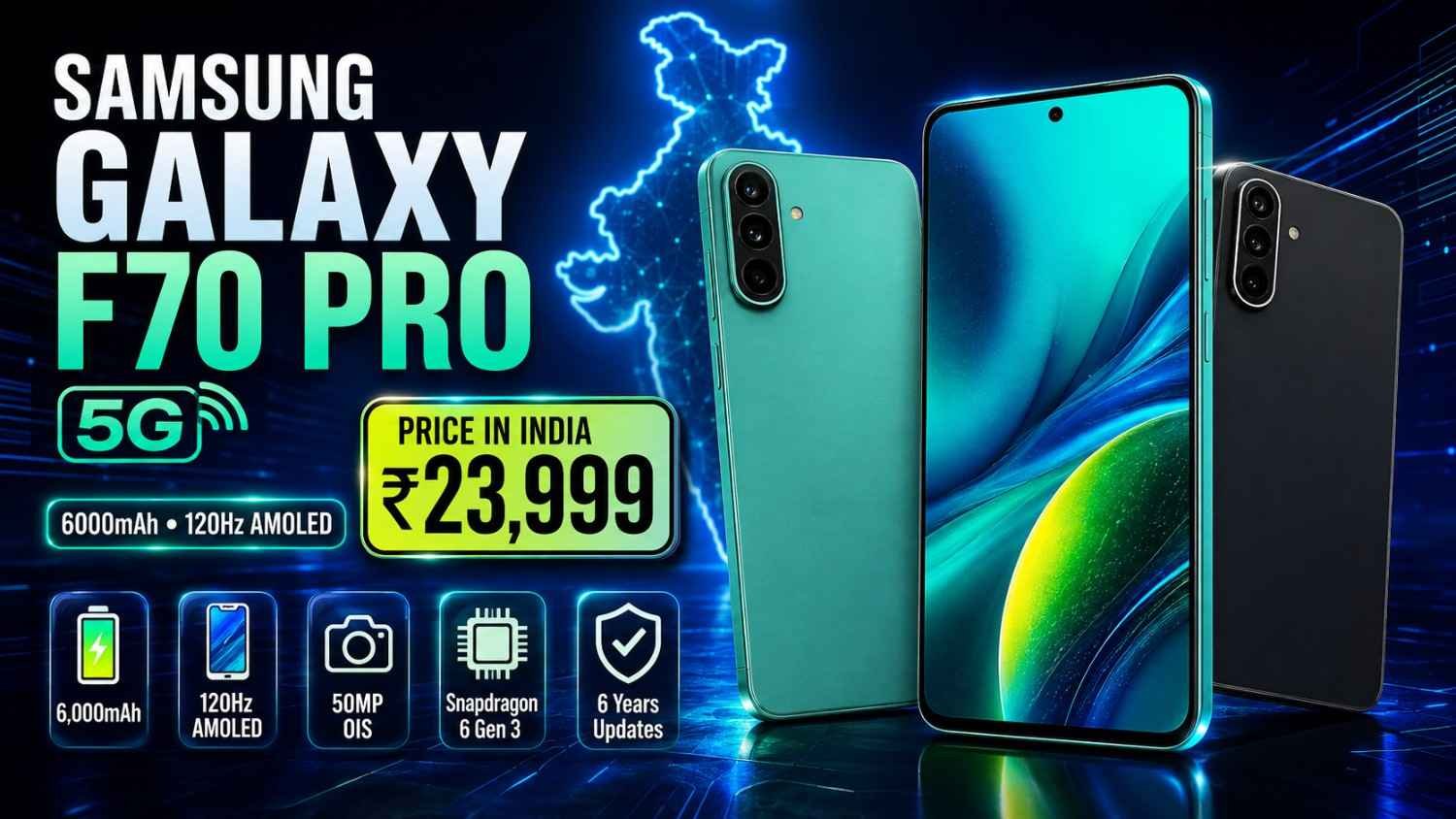 Samsung Galaxy F70 Pro 5G price in India ₹23,999 with 6000mAh battery, 120Hz AMOLED display and 50MP OIS camera