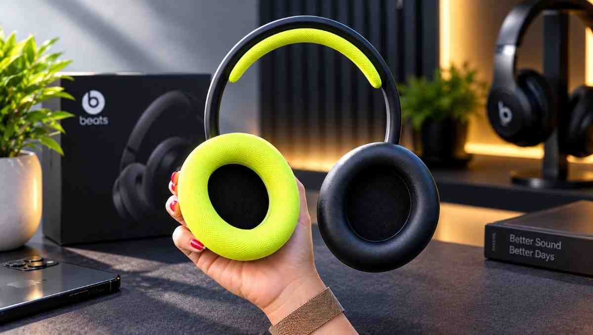 Beats 360 over-ear headphones in premium packaging with swappable cushions visible