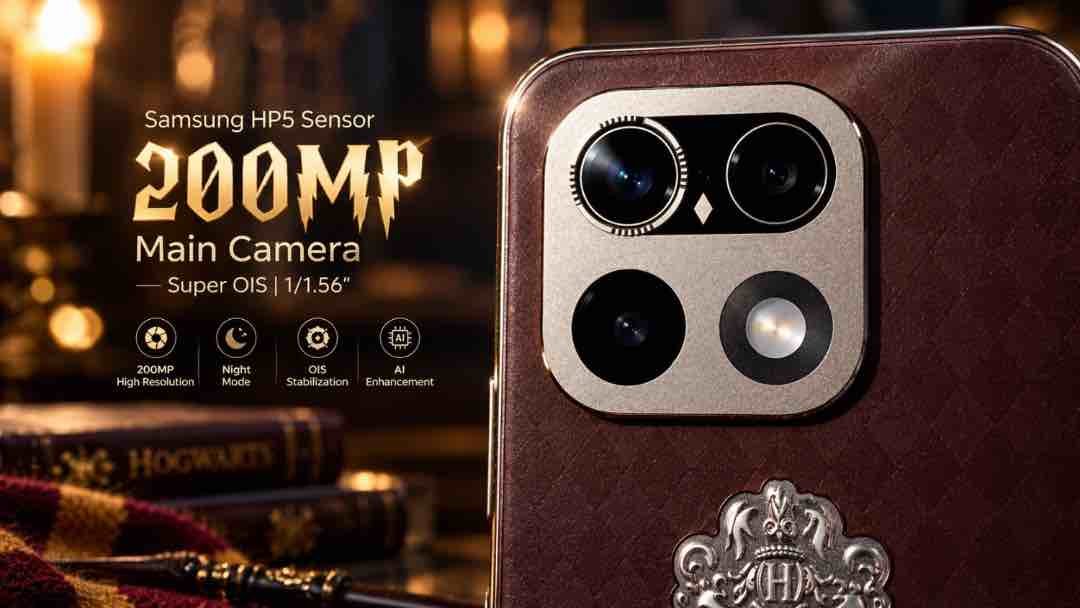Realme 16 Pro 200MP LumaColor camera close-up showing OIS and sensor details