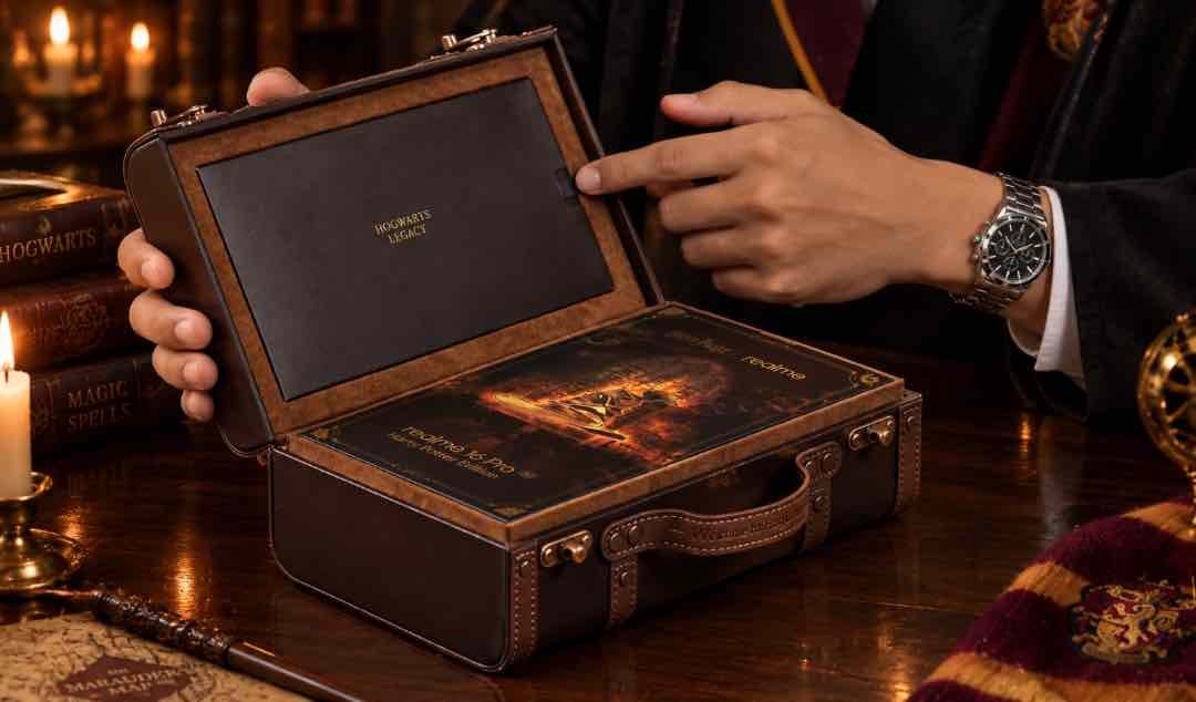 Realme 16 Pro Harry Potter Edition unboxing the Hogwarts trunk-style gift box