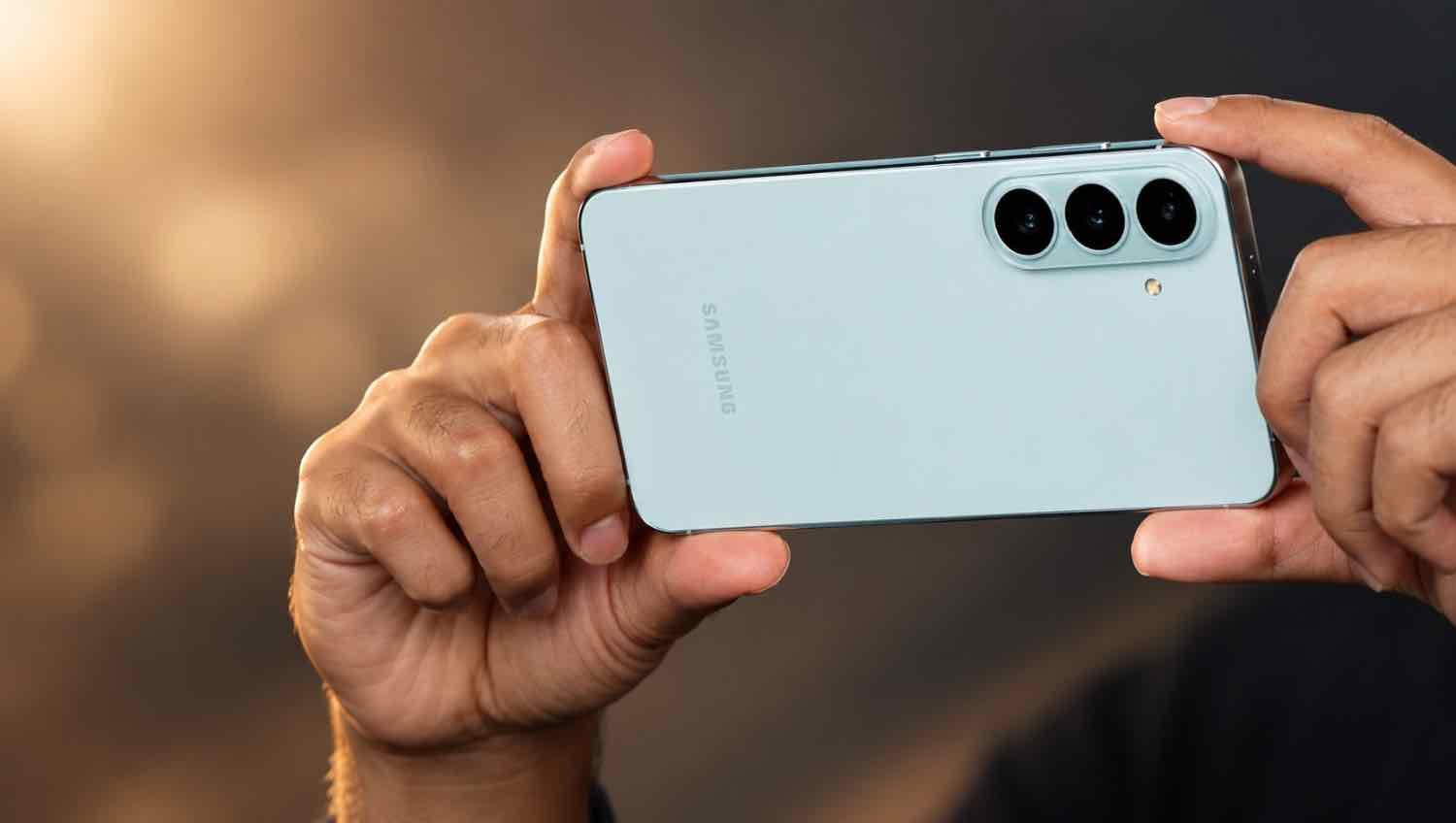 Samsung Galaxy S26 FE back panel showing connected camera island and glass finish