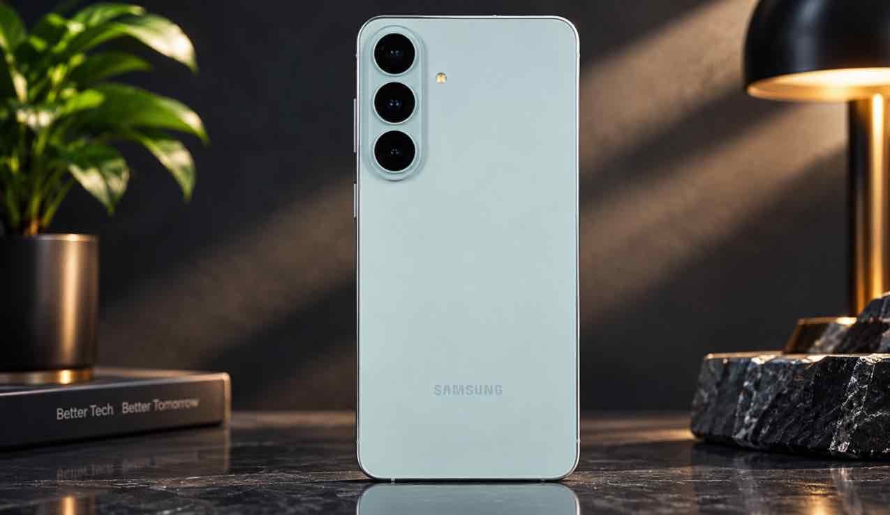 Samsung Galaxy S26 FE rear design in Pistachio color with triple camera setup