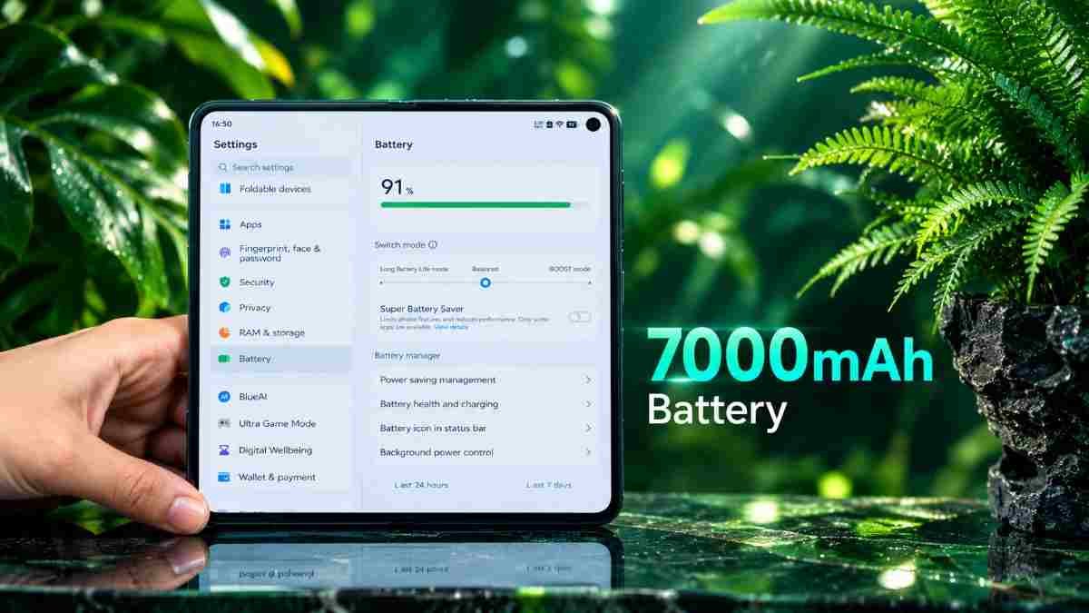 Vivo X Fold6 7000mAh battery with 80W wired and 40W wireless charging support