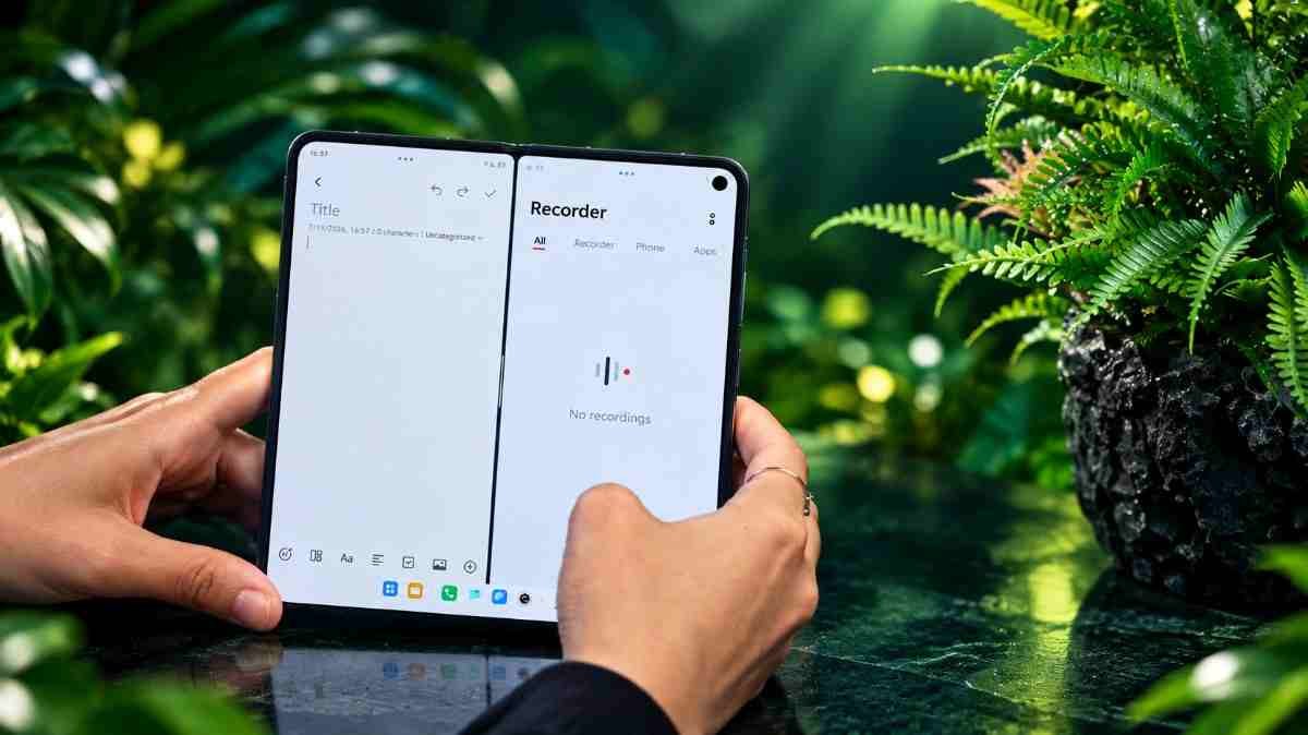 Vivo X Fold6 foldable display showing multitasking with Atomic Workbench