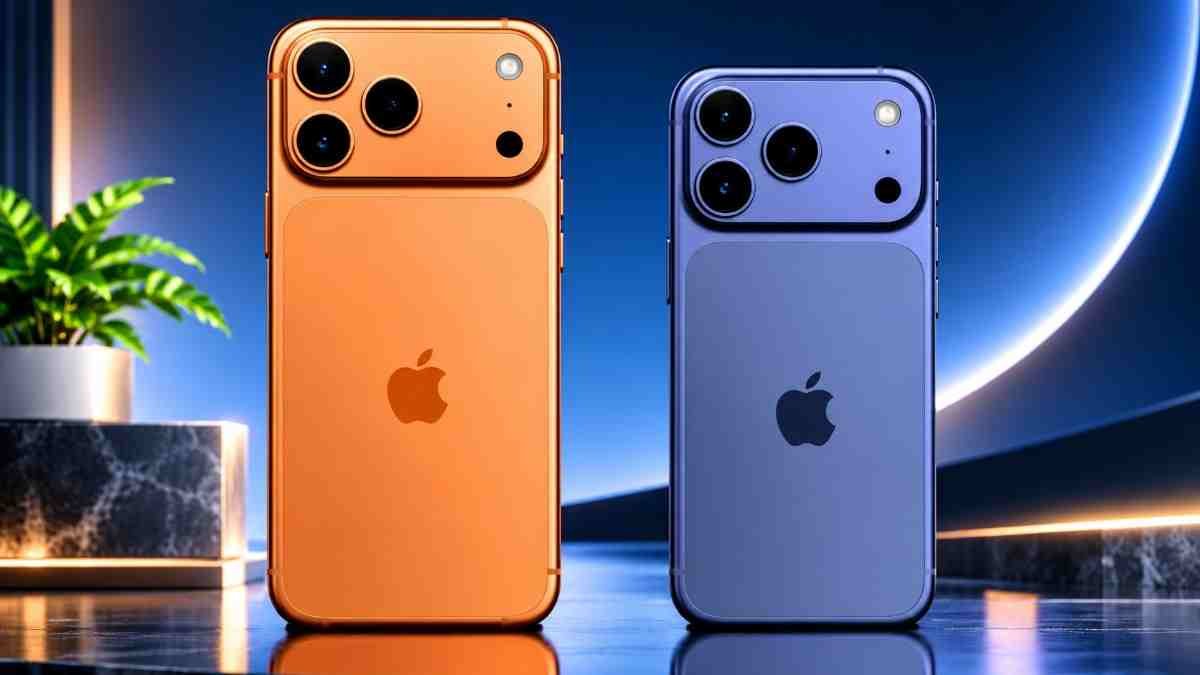 Apple iPhone 17 Pro Max in natural titanium showing the triple camera system