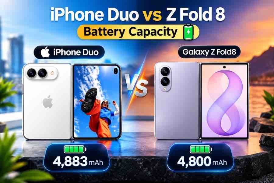 iPhone Duo vs Galaxy Z Fold 8 battery capacity and charging speeds compared