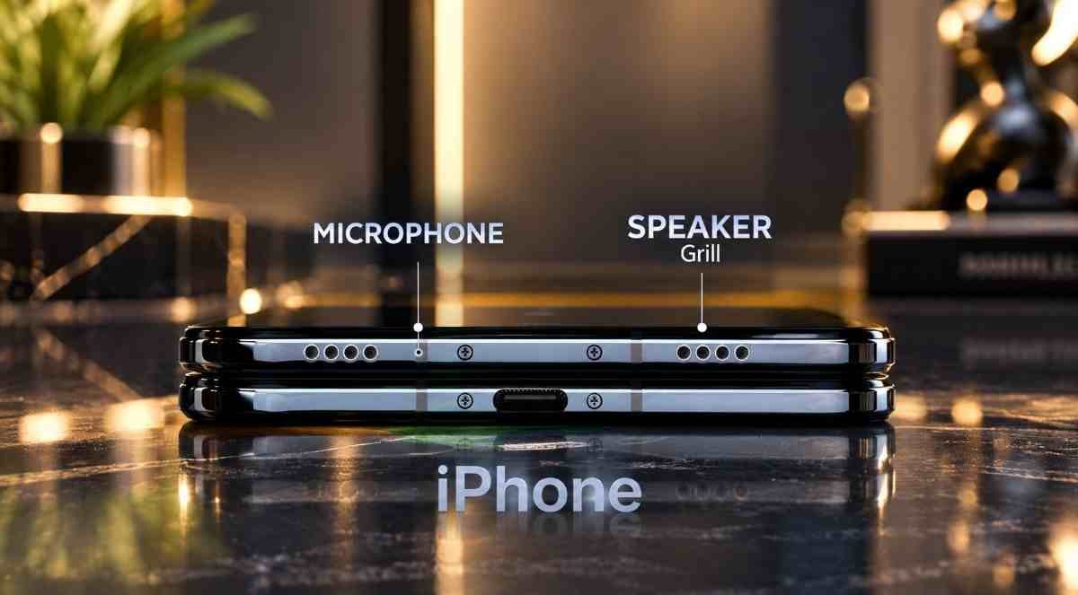 iPhone Duo microphone and speaker grill detail
