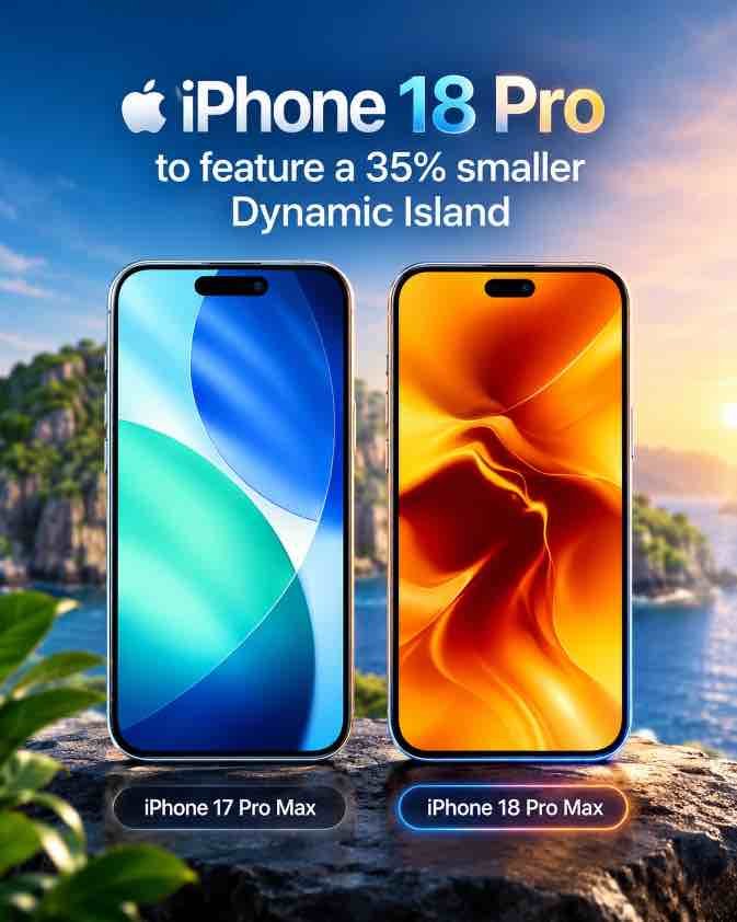 iPhone 18 Pro smaller Dynamic Island compared to iPhone 17 Pro