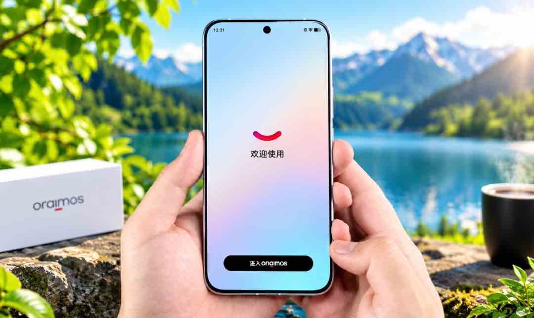 iQOO Neo 12 front display with OriginOS welcome screen