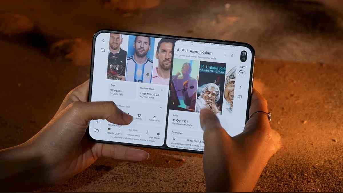 iPhone Duo Split View multitasking with two apps side by side on the 7.6-inch display
