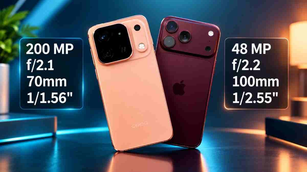 Oppo Find X10 Pro Max vs iPhone 18 Pro Max camera specifications comparison infographic