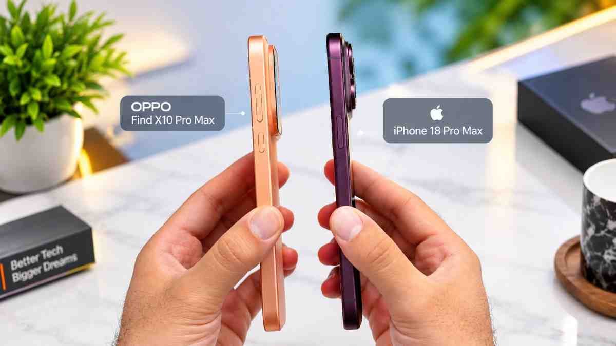 Oppo Find X10 Pro Max 8.4mm vs iPhone 18 Pro Max 8.75mm thickness comparison