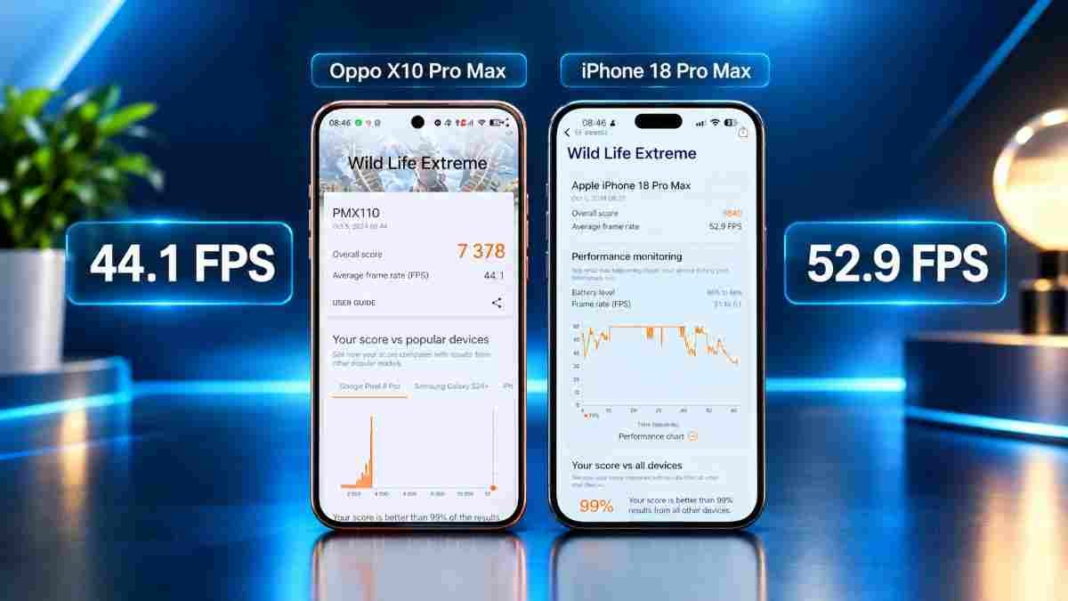 Oppo Find X10 Pro Max vs iPhone 18 Pro Max gaming performance FPS comparison