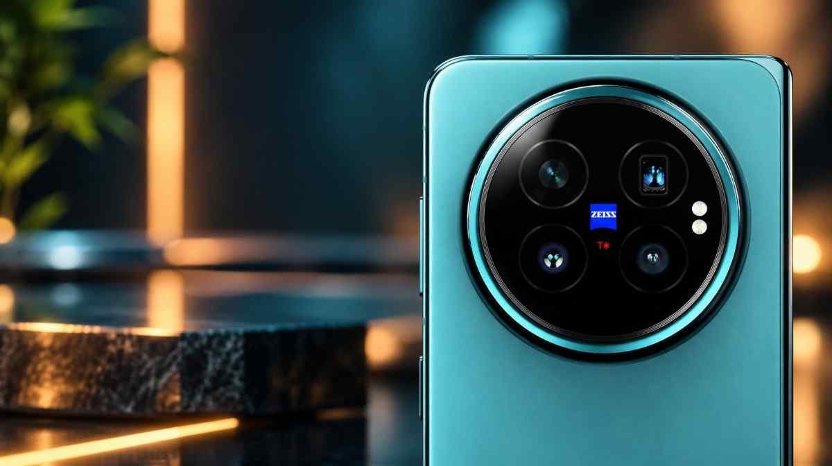 vivo X Fold6 ZEISS camera module close-up showing 200MP main sensor and telephoto lens